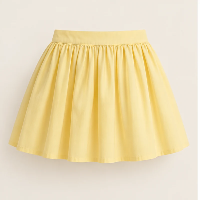 Butter yellow Daisy Poplin Mini Skirt, front view