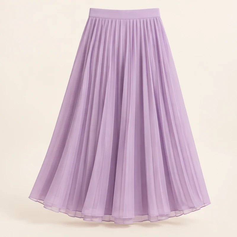 Lilac Pearl Pleat Midi Skirt, front view
