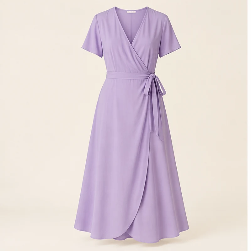Lilac Lilac Wrap Midi Dress, front view
