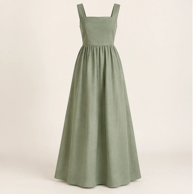 Sage green Jardin Bow-Back Maxi Dress, front view